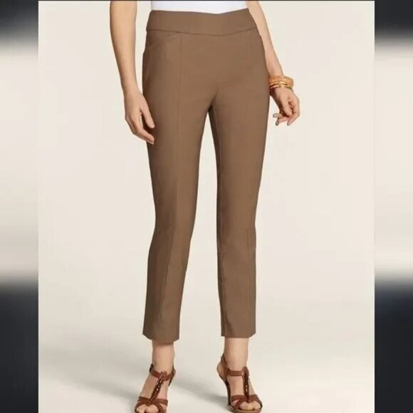 Chico's So Slimming Slim Stretch Pull-On Ankle Pants Women's XS 0.5 brown short - Picture 1 of 10